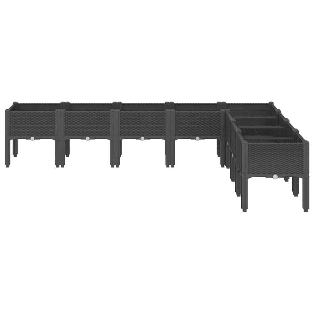 Potager surélevé XXL PP aspect rotin pour grand jardin 200x160x42 cm noir – ComfortXL Outdoor Living - Image 3
