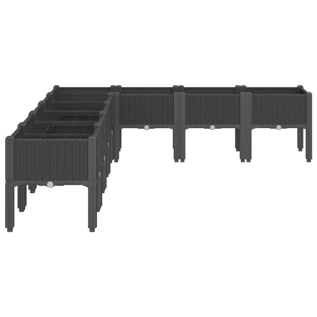 Potager surélevé XXL PP aspect rotin pour grand jardin 200x160x42 cm noir – ComfortXL Outdoor Living - Image 4
