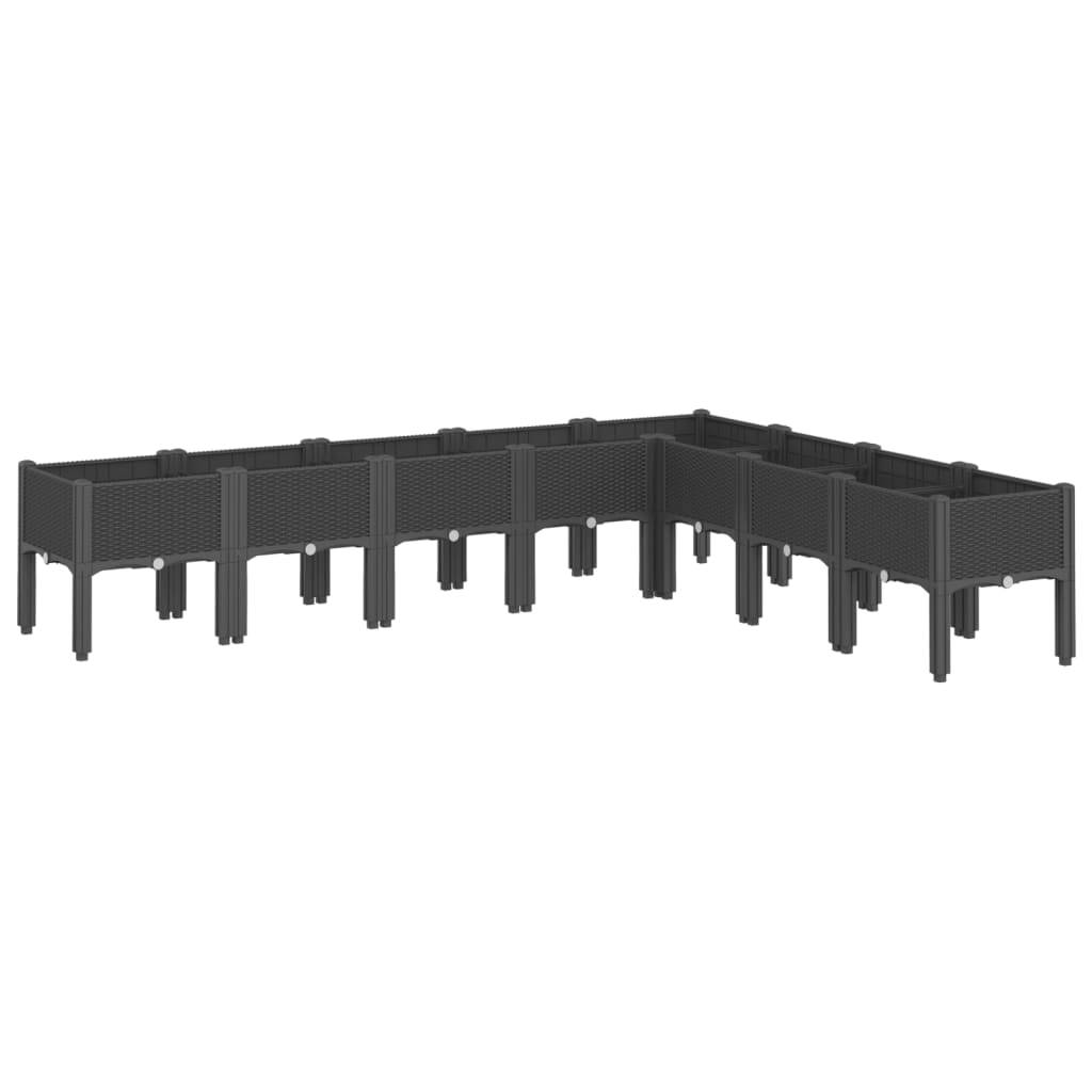 Potager surélevé XXL PP aspect rotin pour grand jardin 200x160x42 cm noir – ComfortXL Outdoor Living - Image 2