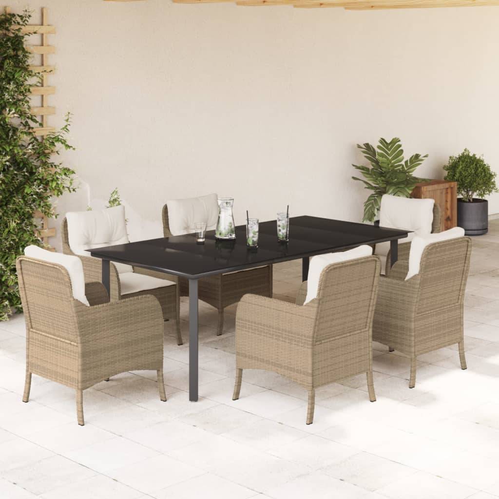 ComfortXL - Ensemble repas 6 personnes résine tressée grande table de jardin Beige – ComfortXL Outdoor Living