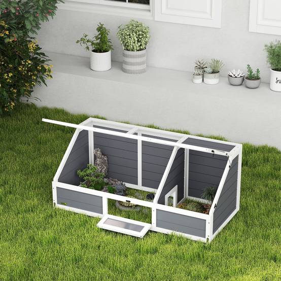Enclos pour tortues bois gris clair 120 x 55 x 50 cm - PANGIVO - Image 4