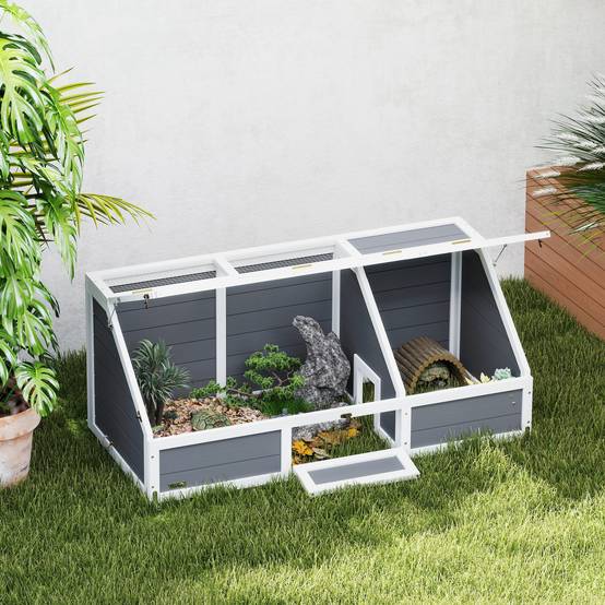 Enclos pour tortues bois gris clair 120 x 55 x 50 cm - PANGIVO - Image 3