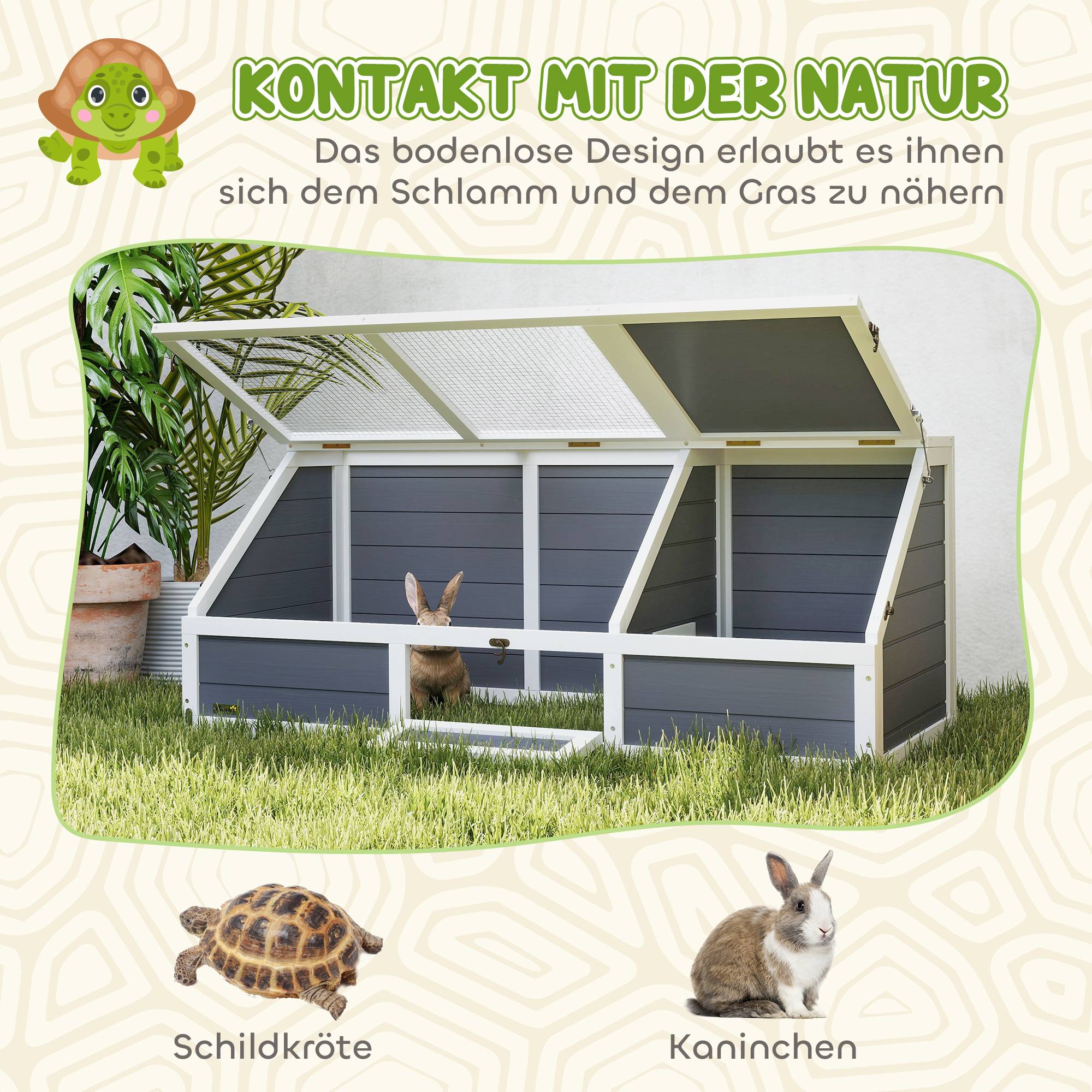 Enclos pour tortues bois gris clair 120 x 55 x 50 cm - PANGIVO - Image 7