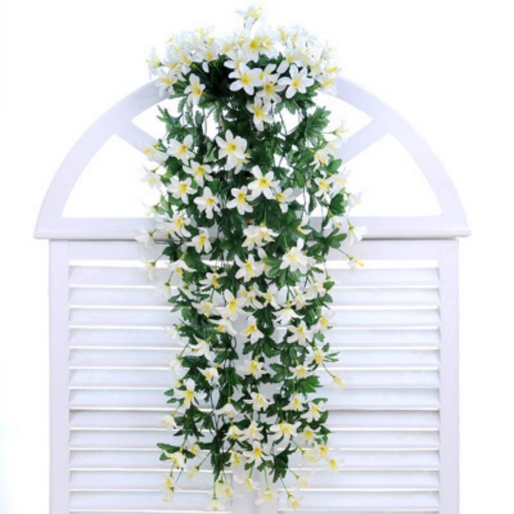Décoration Murale Fleurs Artificielles Blanc - Tiges et Panier Suspendu pour Intérieur - Lytech - Image 1