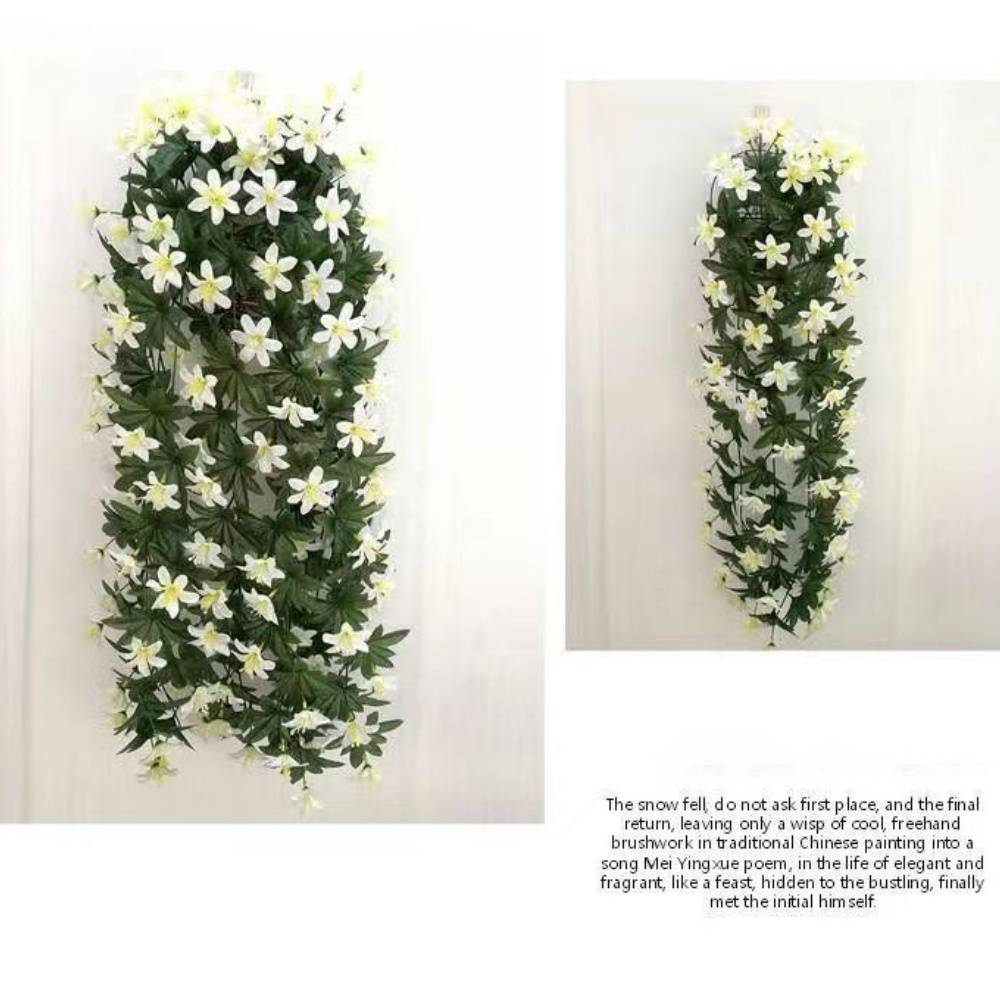 Décoration Murale Fleurs Artificielles Blanc - Tiges et Panier Suspendu pour Intérieur - Lytech - Image 3