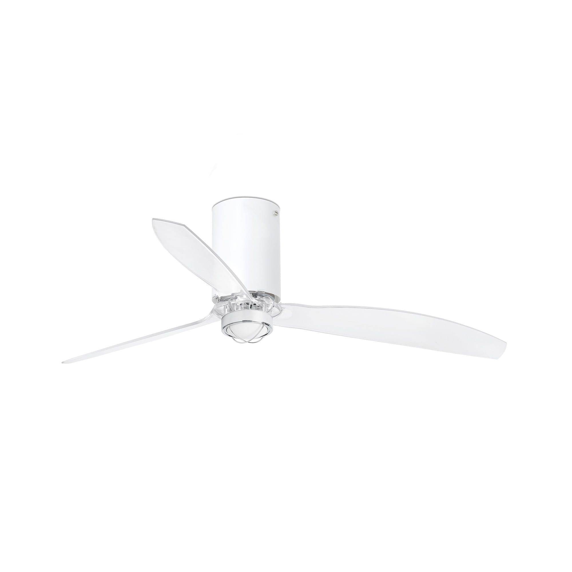 Ventilateur plafond avec lumiere 17W acier et verre blanc mat 6 vitesses - Image 2