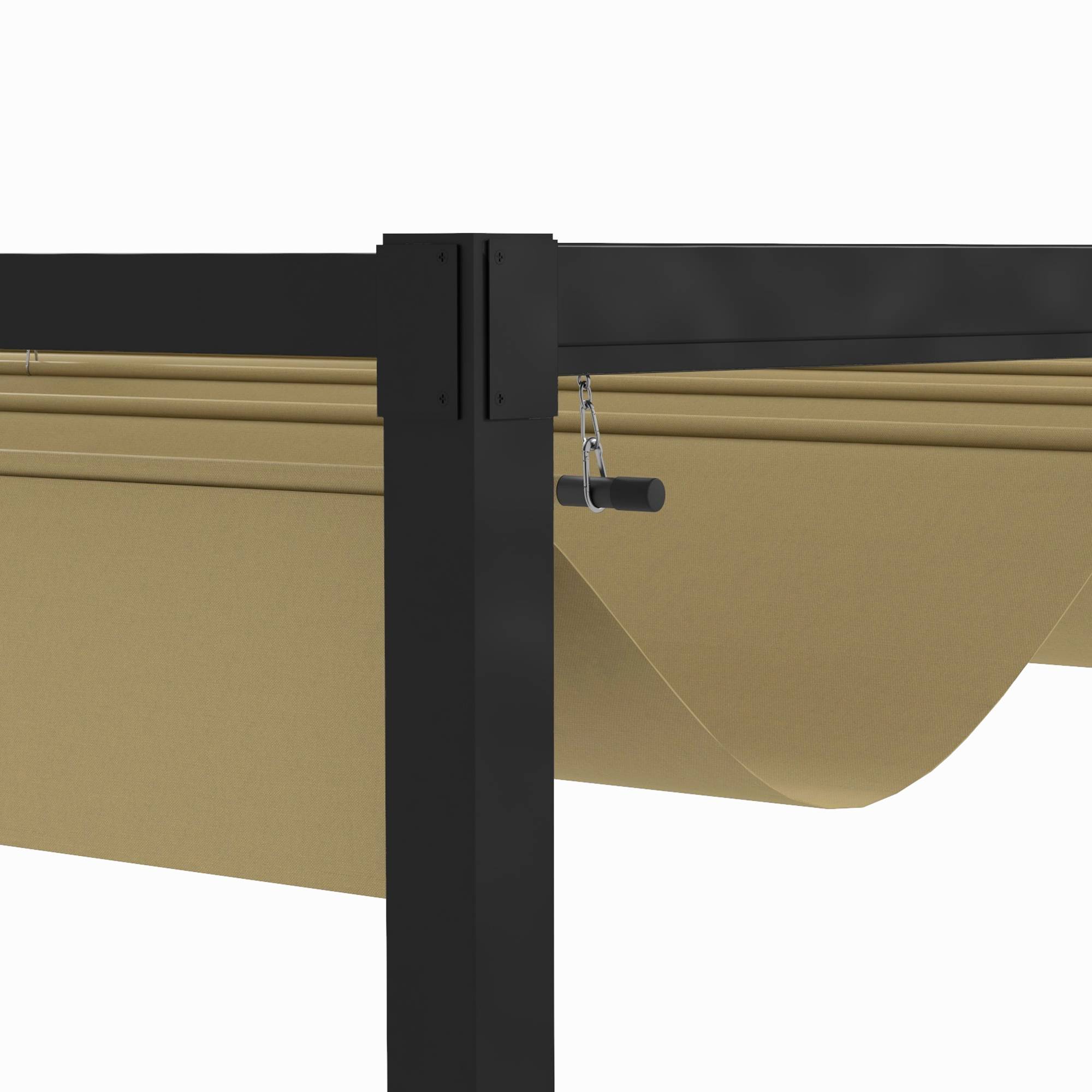 Pergola coulissante Pergola rétractable 3 x 2 m structure métal époxy anticorrosion toile polyester 180 g/m² kaki - Image 10