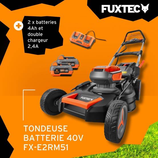 FUXTEC - Tondeuse à batterie autotractée FX-E2RM51 40 V 51 cm avec mulching et éjection latérale – Fuxtec - Image 2