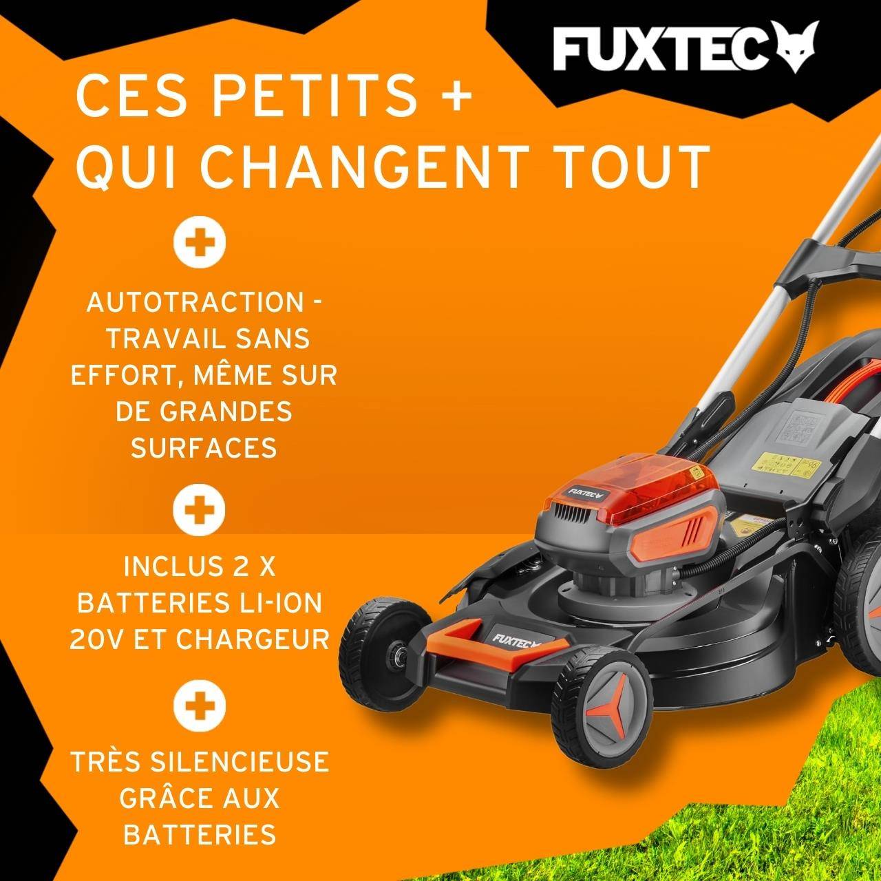 FUXTEC - Tondeuse à batterie autotractée  FX-E2RM51 40 V 51 cm avec mulching et éjection latérale  – Fuxtec - Image 4