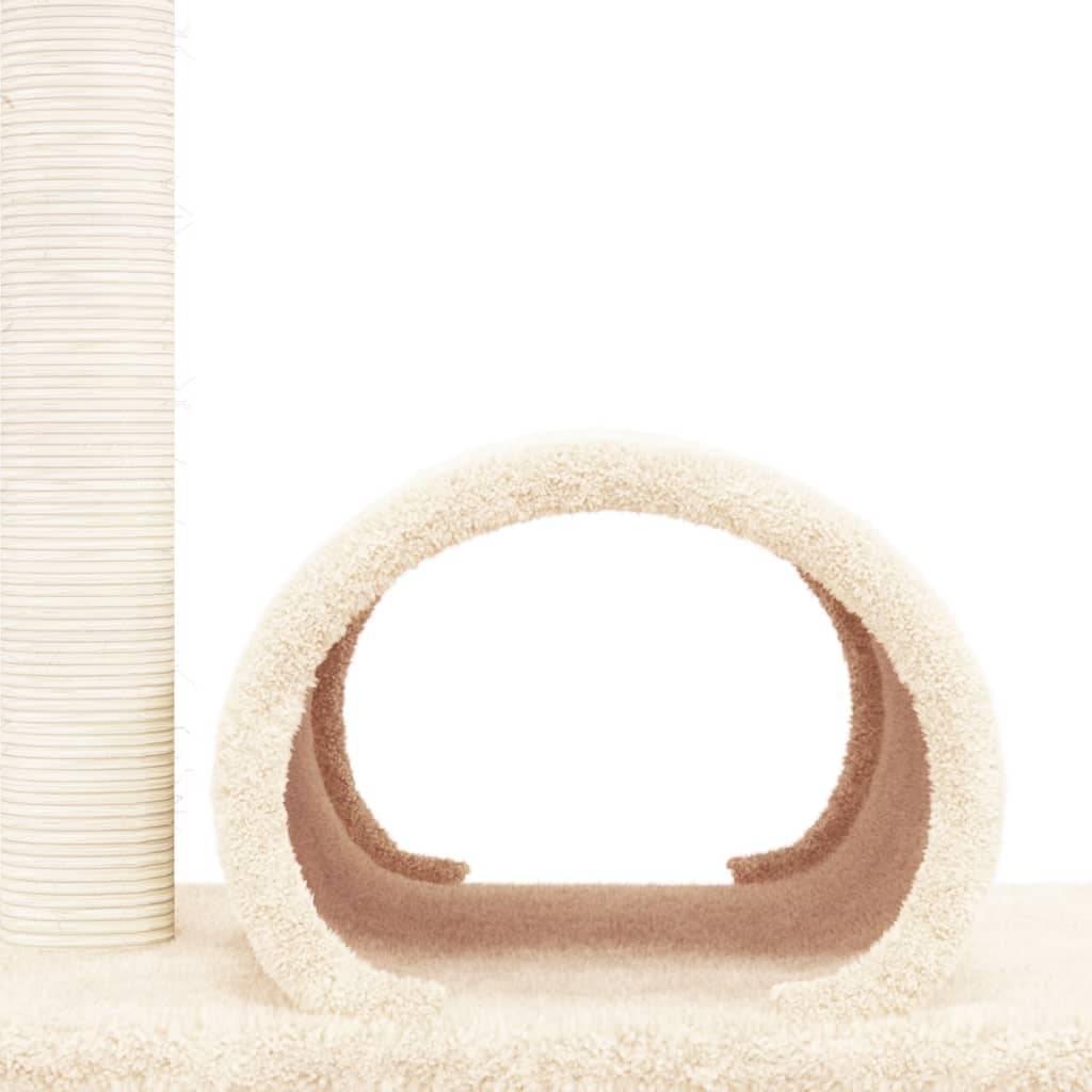 Arbre à chat bois et peluche crème 60 x 34.5 x 50 cm - PANGIVO - Image 6