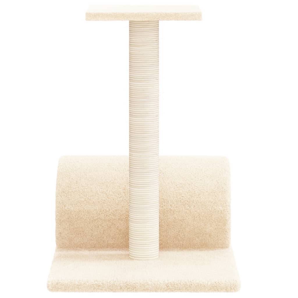 Arbre à chat bois et peluche crème 60 x 34.5 x 50 cm - PANGIVO - Image 4