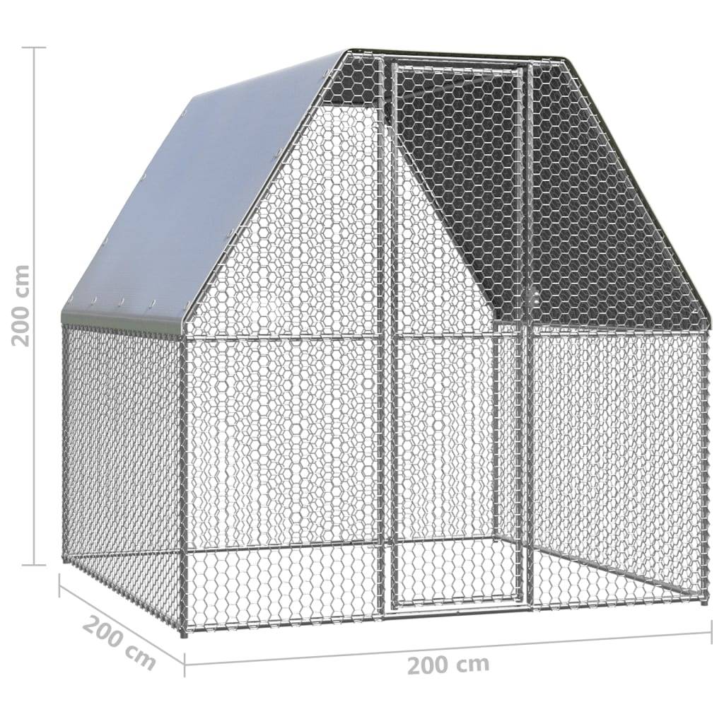 Helloshop26 - Poulailler d'extérieur 2 x 2 x 2 m acier galvanisé toit résistant à l'eau - Image 5