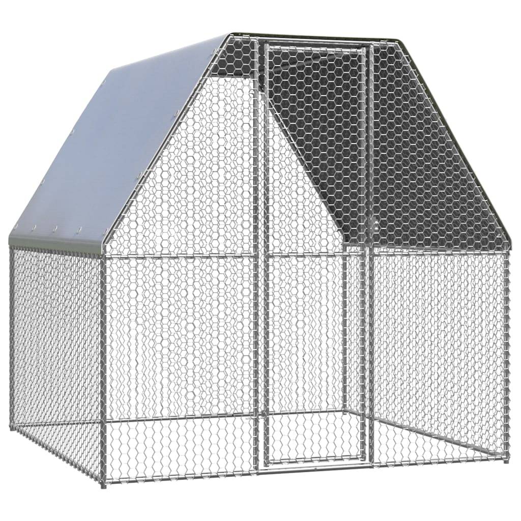 Helloshop26 - Poulailler d'extérieur 2 x 2 x 2 m acier galvanisé toit résistant à l'eau - Image 1
