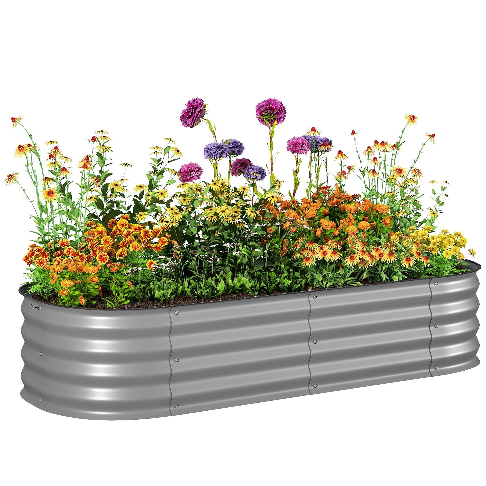 Sans Marque - Potager surélevé modulaire bords protégés sans fond 150x62x30 cm argent - Image 1