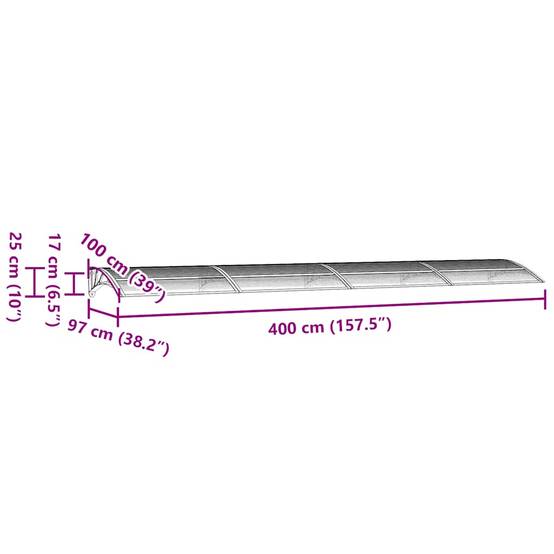 Vidaxl - Auvent de porte Noir 400x100 cm Polycarbonate vidaXL 153600 - Image 3