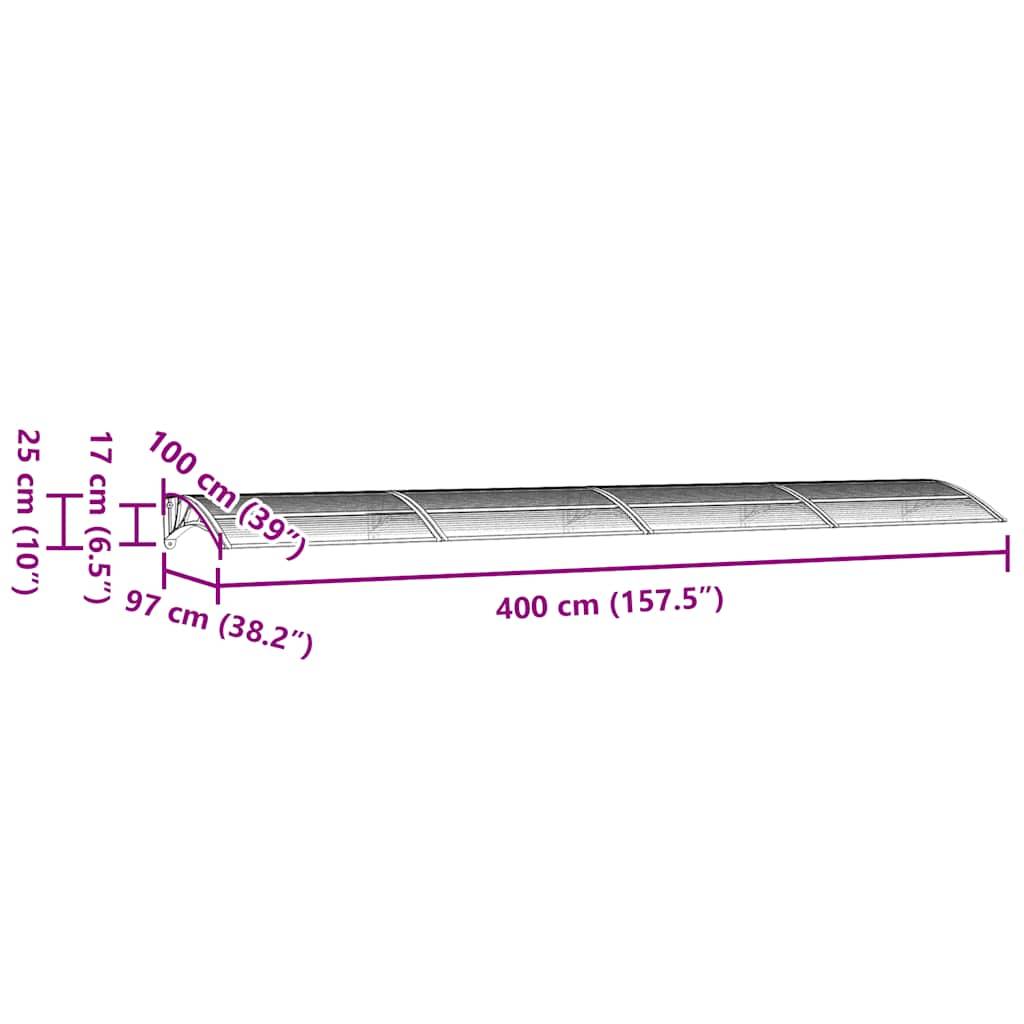 Vidaxl - Auvent de porte Noir 400x100 cm Polycarbonate vidaXL 153600 - Image 3