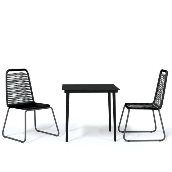ComfortXL - Set de Repas de Jardin 2 Personnes Table en Verre Noir – ComfortXL Outdoor Living - Image 2