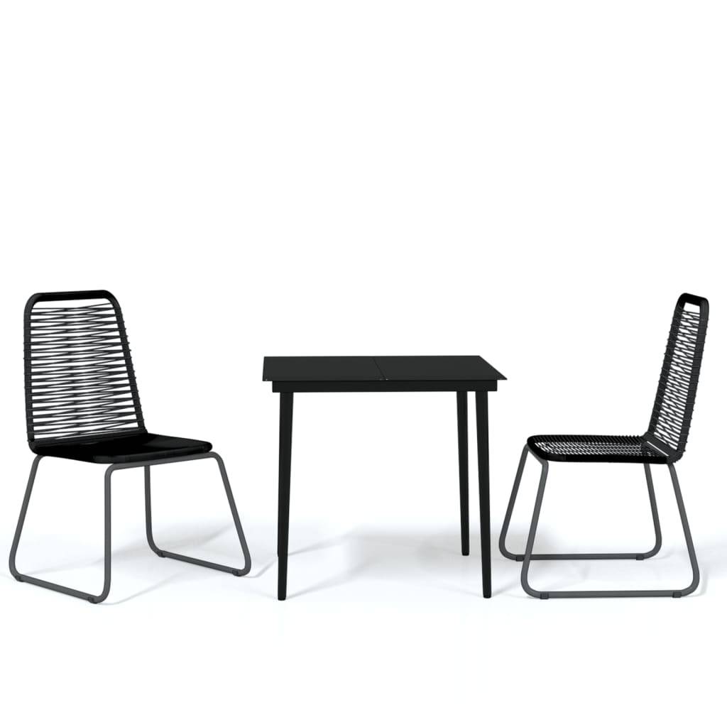 ComfortXL - Set de Repas de Jardin 2 Personnes Table en Verre Noir – ComfortXL Outdoor Living - Image 2