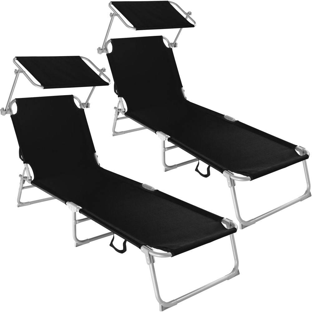 Helloshop26 - Lot de 2 transats bain de soleil acier noir - Image 1
