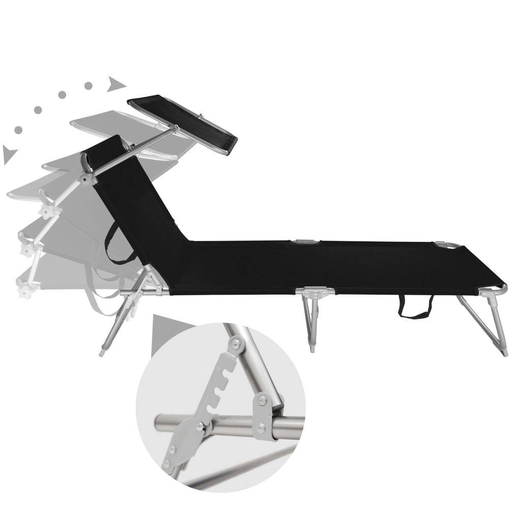 Helloshop26 - Lot de 2 transats bain de soleil acier noir - Image 2