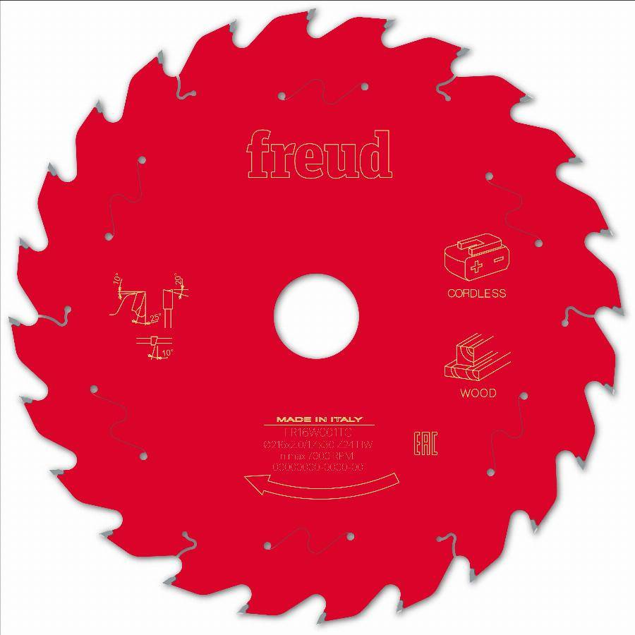Lame pour scie circulaire portative sans fil FREUD - Ø216 1,7/1,2 AL30 Z24 BA 25° - F03FS10070 -FR16W001TC - Image 2