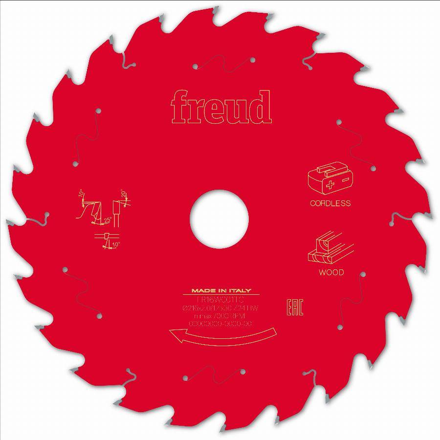 Lame pour scie circulaire portative sans fil FREUD - Ø216 1,7/1,2 AL30 Z24 BA 25° - F03FS10070 -FR16W001TC - Image 1