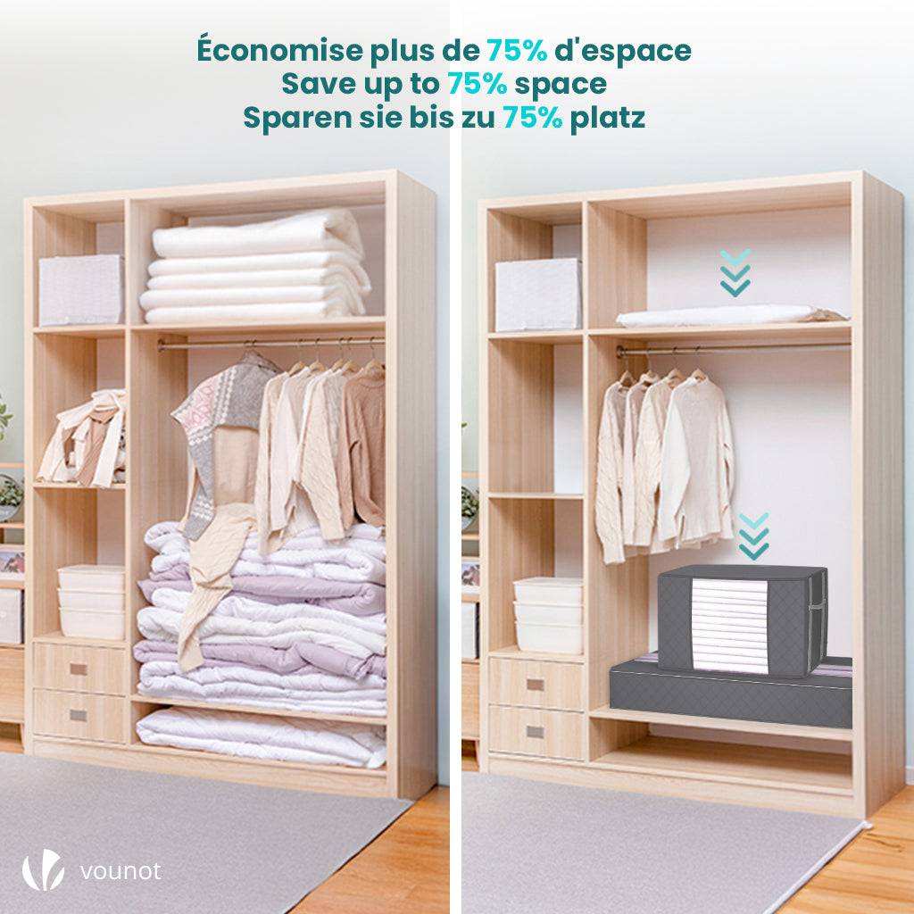 Lot de 9 sac de rangement sous vide Non Tisse XXL gris - Image 6