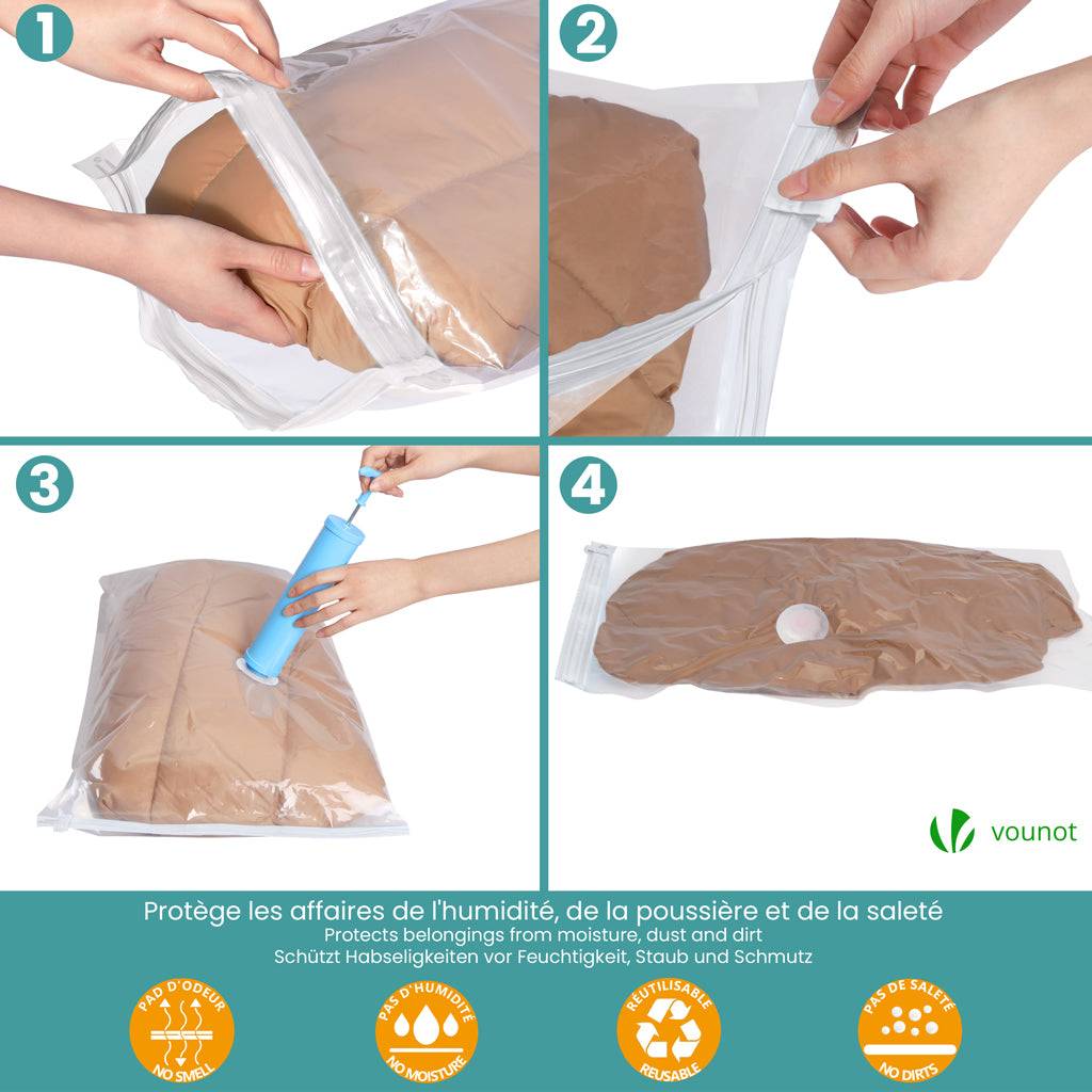 Lot de 9 sac de rangement sous vide Non Tisse XXL gris - Image 4