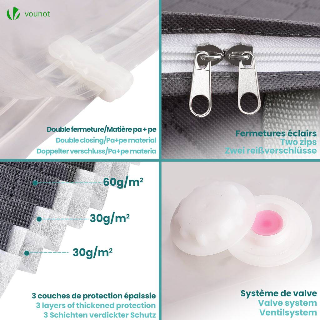 Lot de 9 sac de rangement sous vide Non Tisse XXL gris - Image 3