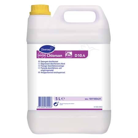 Dégraissant Désinfectant Chlore Sols et Surfaces - Lot de 4 Colis de 2 Bidons de 5L - Diversey