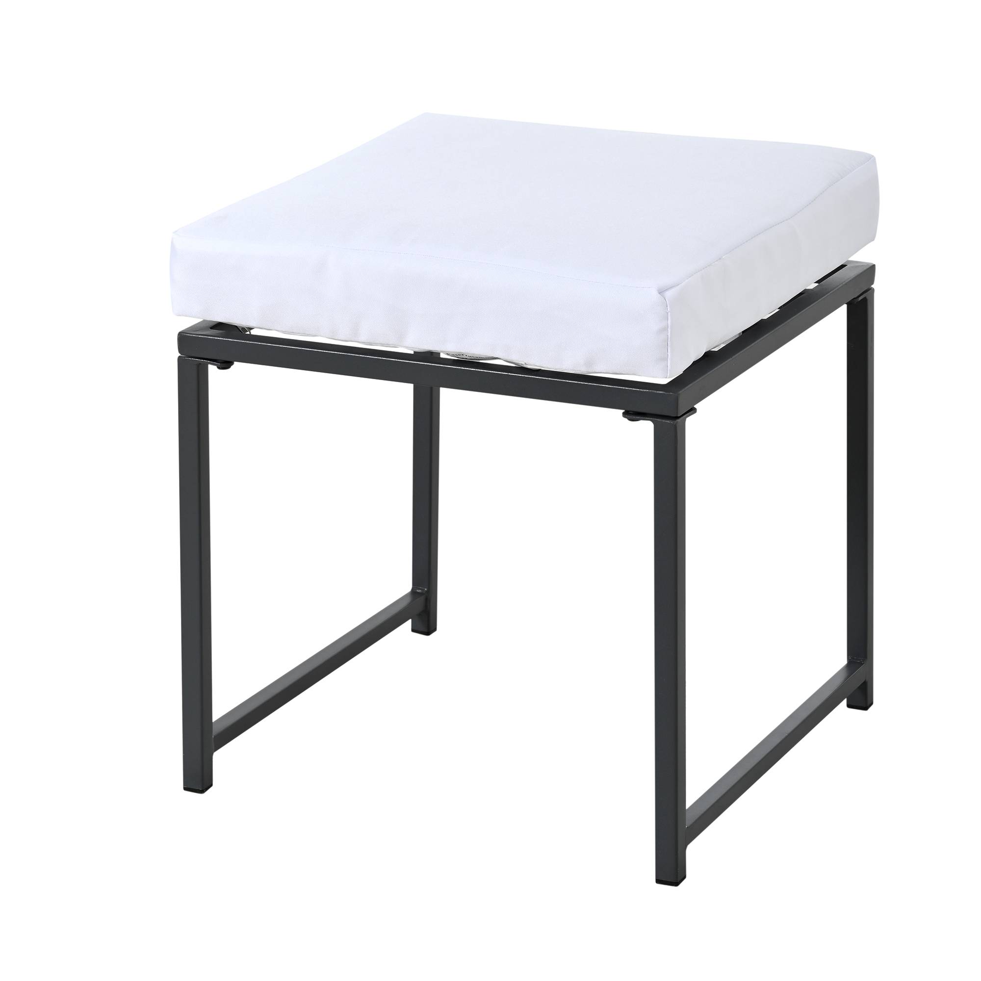 Ensemble Table et Chaise de Jardin avec Table 4 Fauteuils et 2 Poufs Tissu Noir et Blanc - Image 7