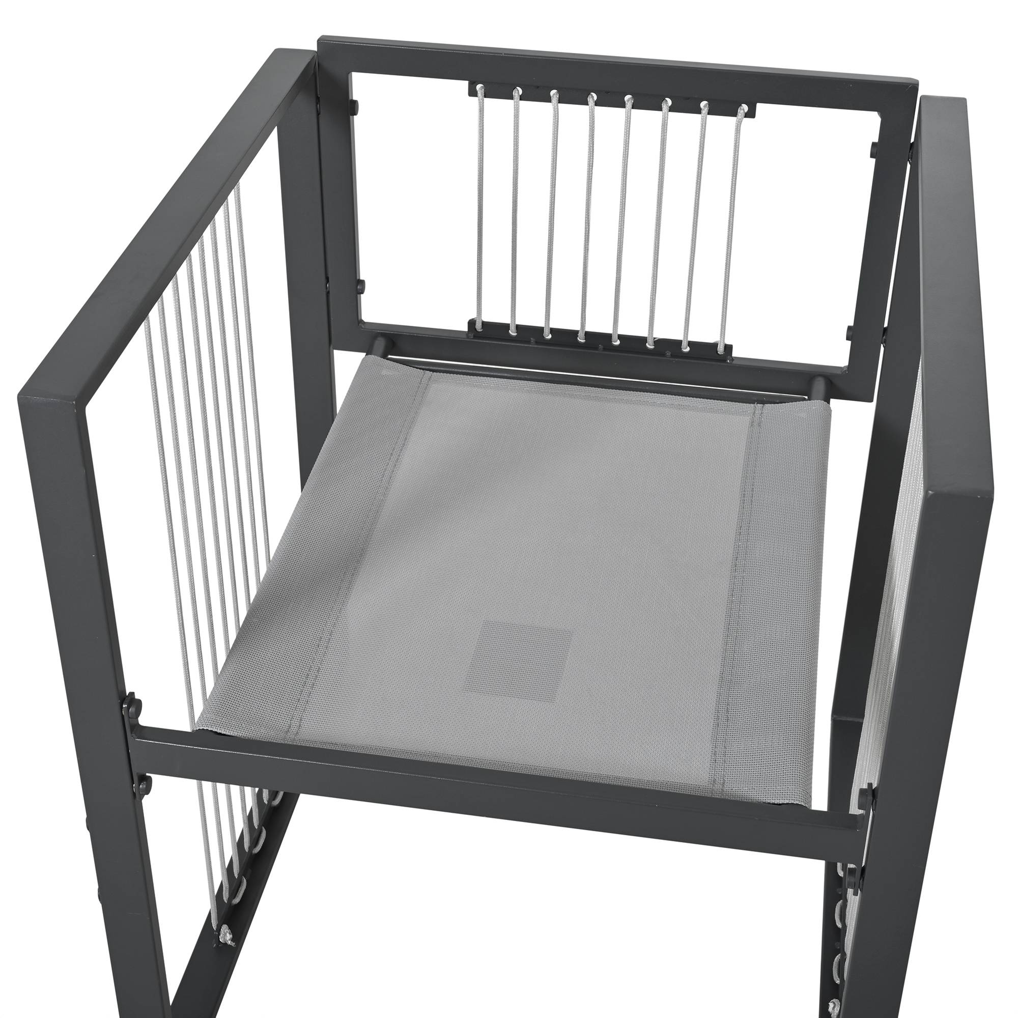Ensemble Table et Chaise de Jardin avec Table 4 Fauteuils et 2 Poufs Tissu Noir et Blanc - Image 6