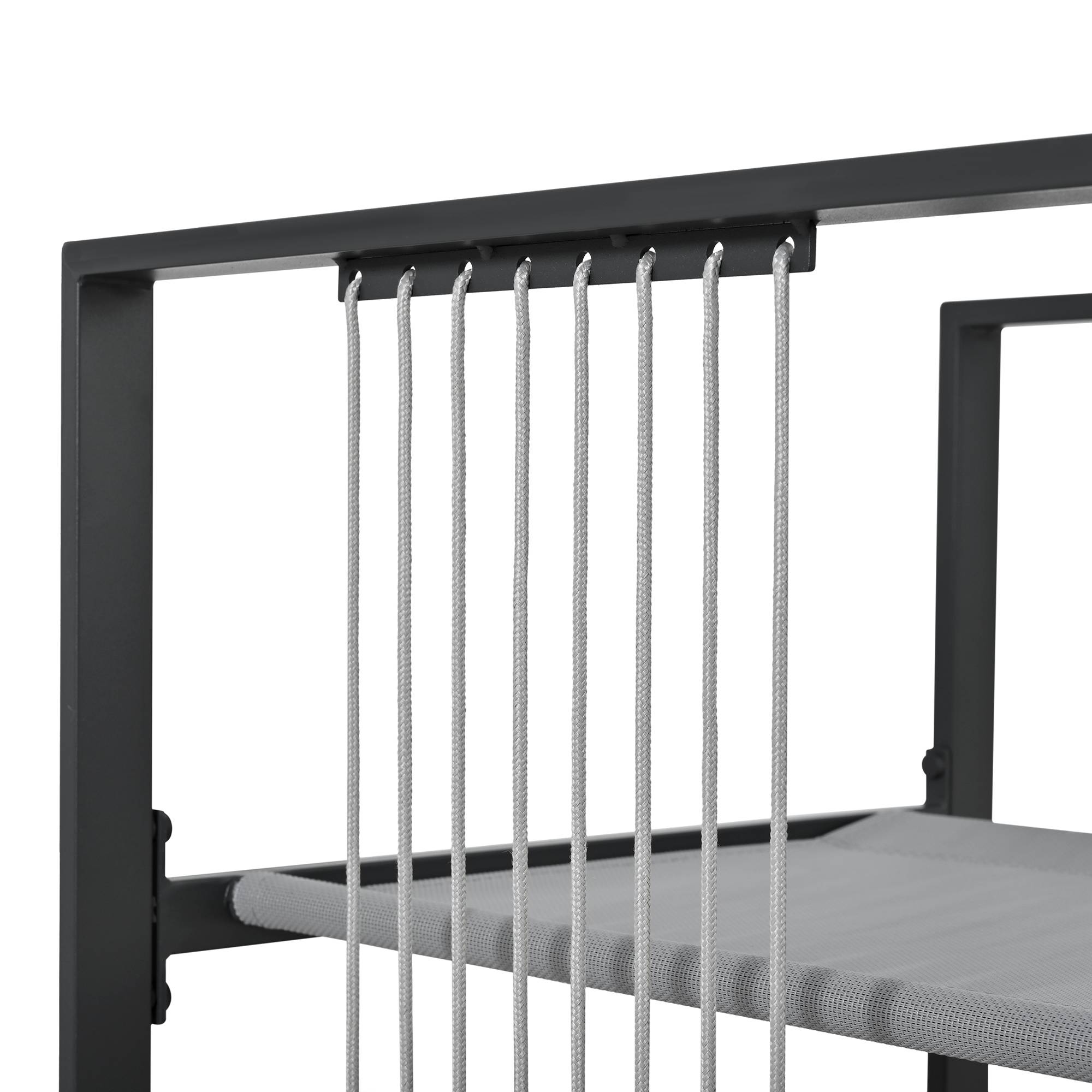 Ensemble Table et Chaise de Jardin avec Table 4 Fauteuils et 2 Poufs Tissu Noir et Blanc - Image 8