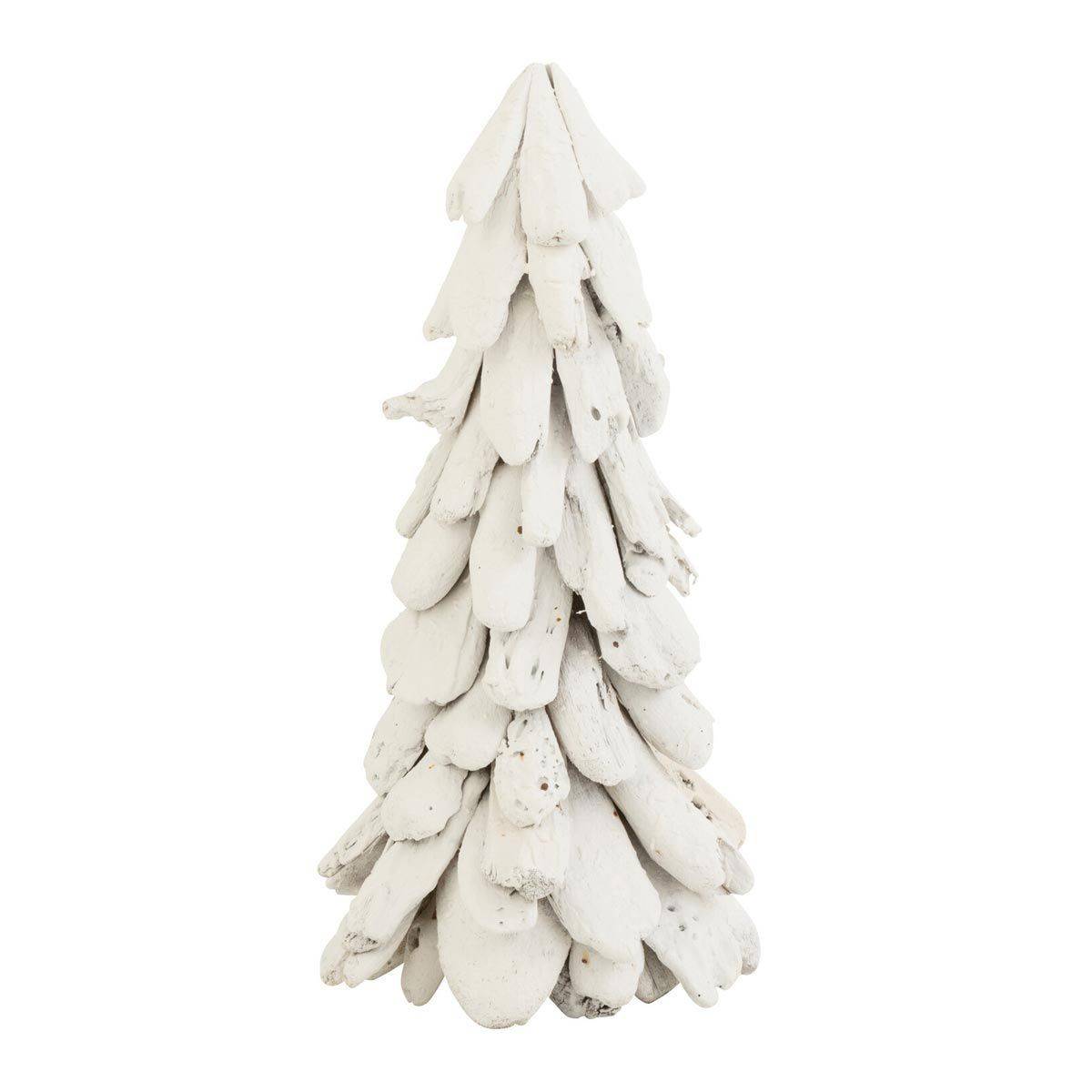 J-Line - Sapin de Noël à Poser "Bois Flotté" 50cm Blanc - Image 1