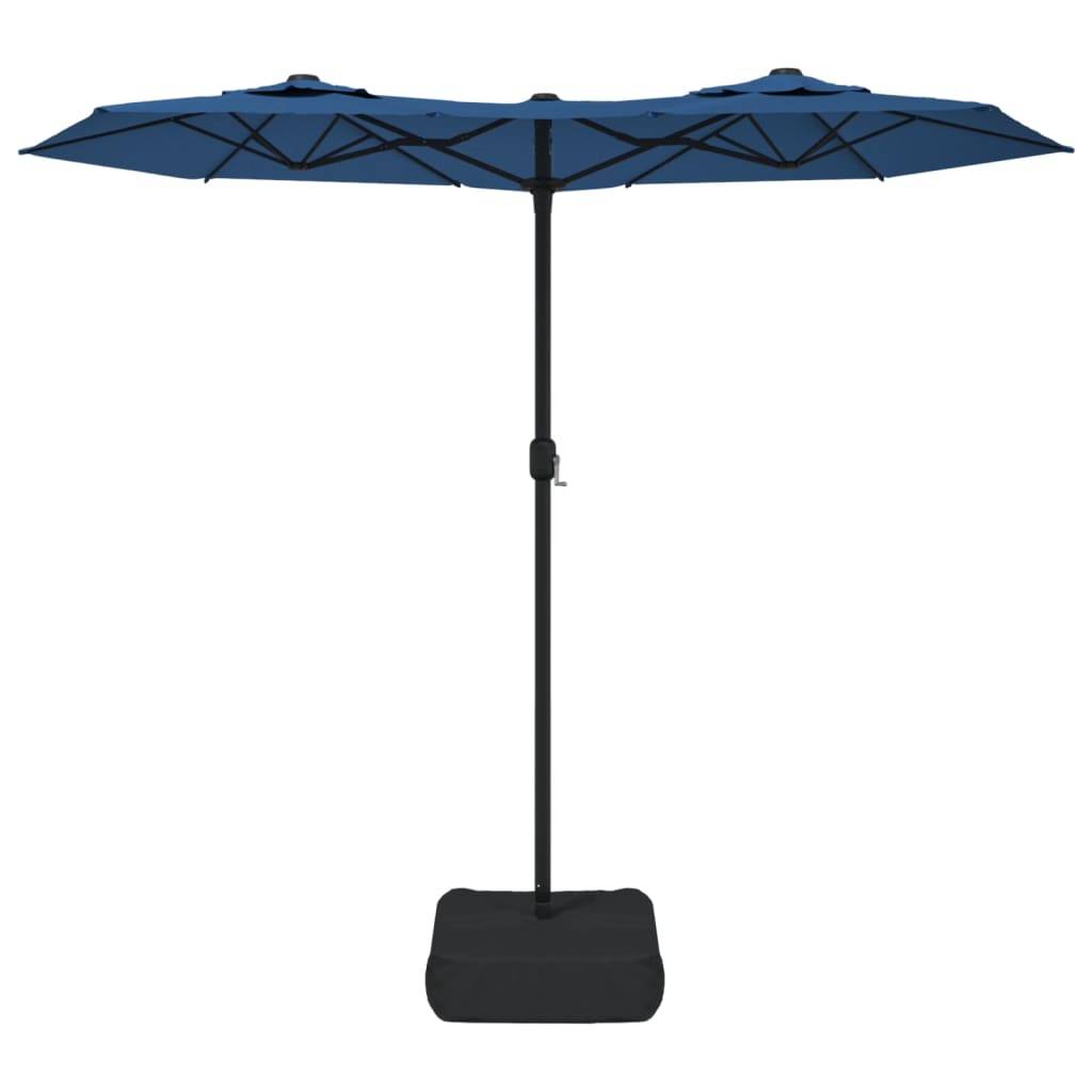 Parasol de jardin | Parasol d'extérieur à double tête avec LED bleu azuré 316x145 cm Maison Chic - Image 4
