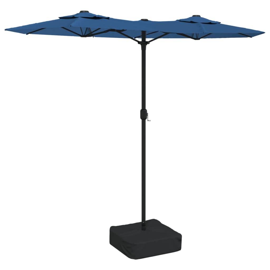 Parasol de jardin | Parasol d'extérieur à double tête avec LED bleu azuré 316x145 cm Maison Chic - Image 1