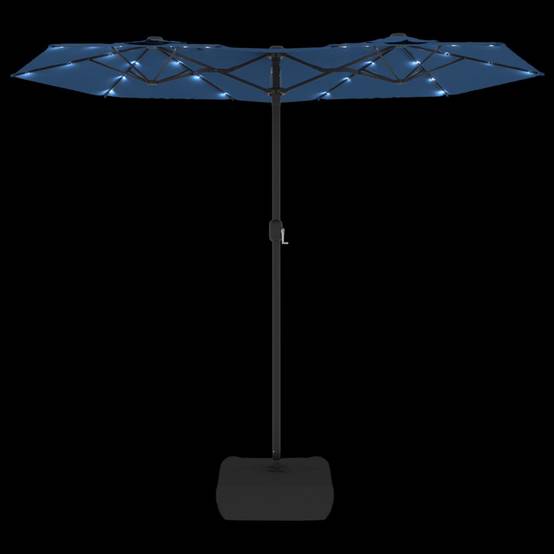 Parasol de jardin | Parasol d'extérieur à double tête avec LED bleu azuré 316x145 cm Maison Chic - Image 6
