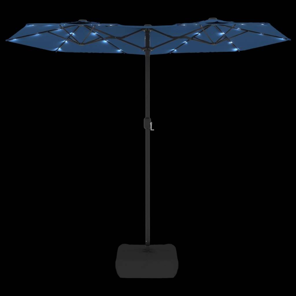 Parasol de jardin | Parasol d'extérieur à double tête avec LED bleu azuré 316x145 cm Maison Chic - Image 6