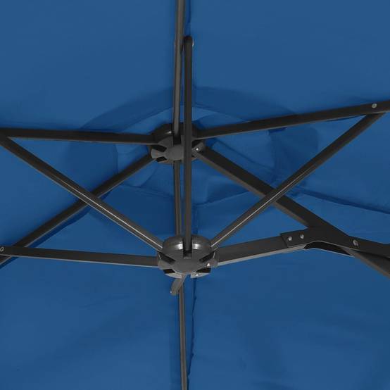 Parasol de jardin | Parasol d'extérieur à double tête avec LED bleu azuré 316x145 cm Maison Chic - Image 8