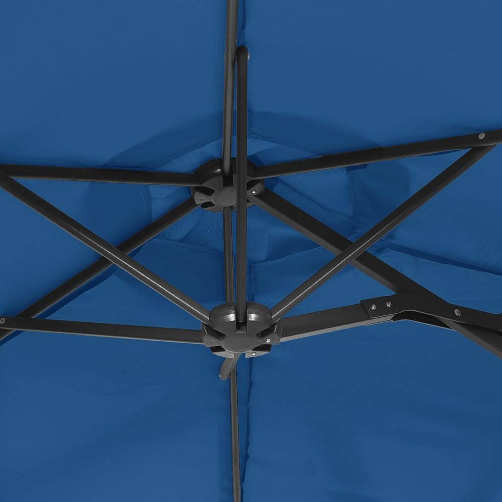 Parasol de jardin | Parasol d'extérieur à double tête avec LED bleu azuré 316x145 cm Maison Chic - Image 8