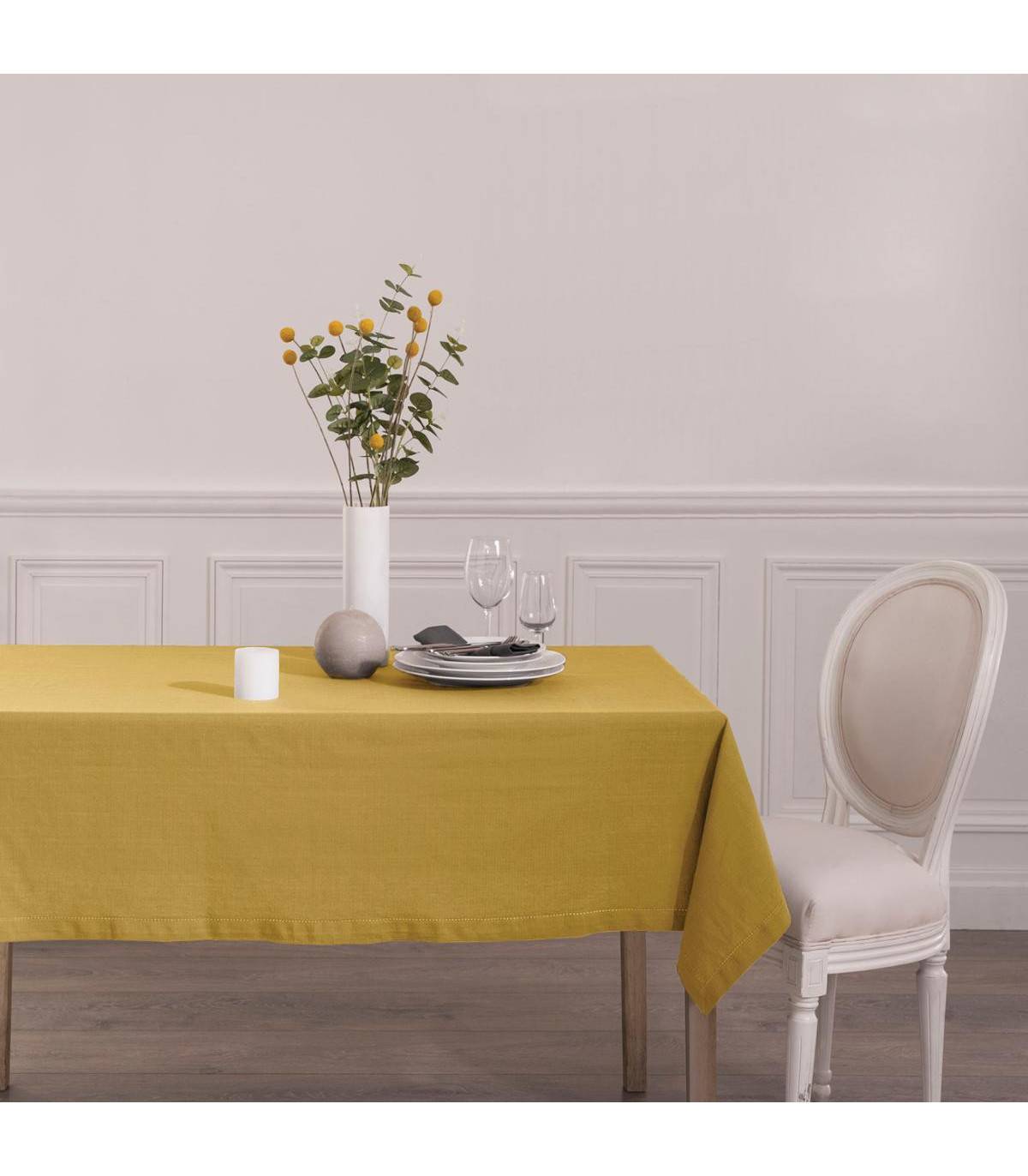 Nappe en coton Chambray Ocre 140 x 240 cm - Image 3