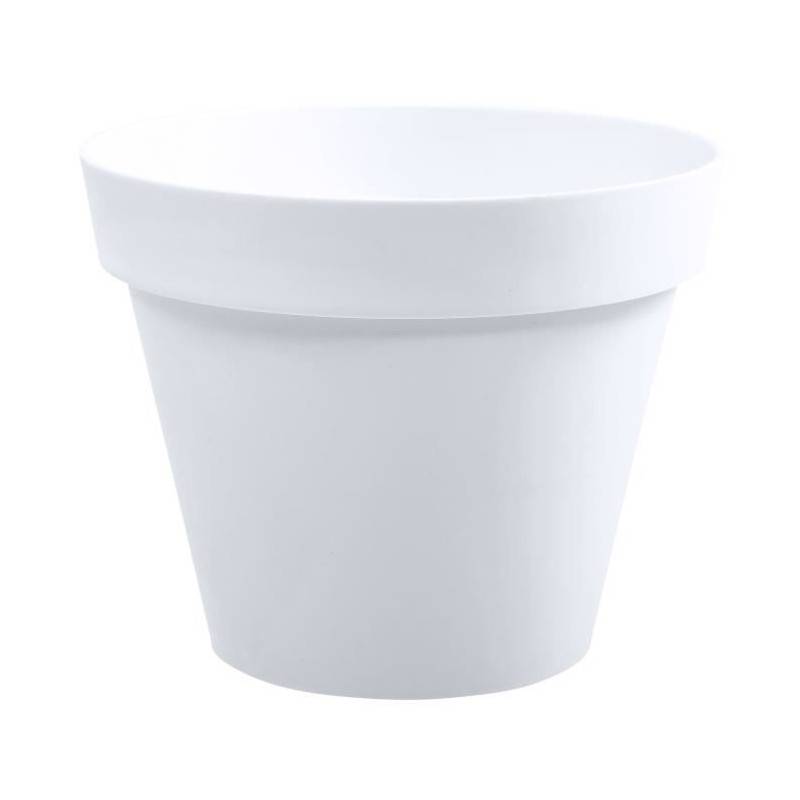 EDA Plastiques - Eda Pot De Fleur Rond Toscane - ø 30 X H 26 Cm - 10 L - Blanc - Image 1