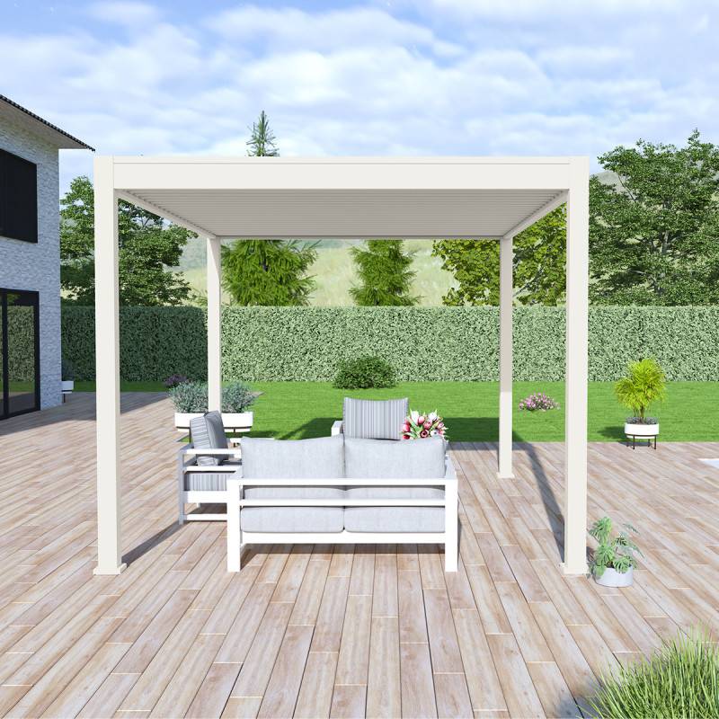 Ombrea - Pergola bioclimatique Ombréa autoportante VS 3x4M Blanc + 1 store 4M blanc - Image 3