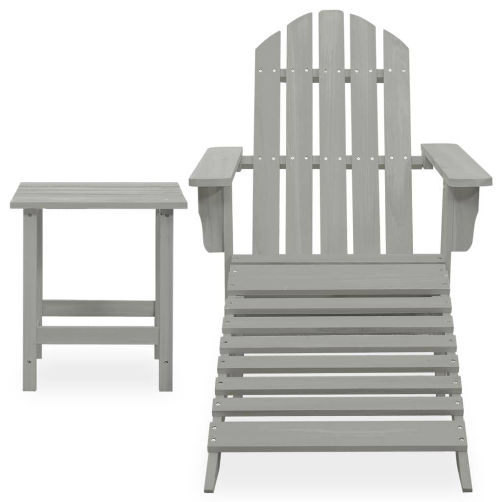 ComfortXL - Fauteuil de Jardin Adirondack Repose-pieds et Table d'appoint Bois Gris – ComfortXL Outdoor Living - Image 2