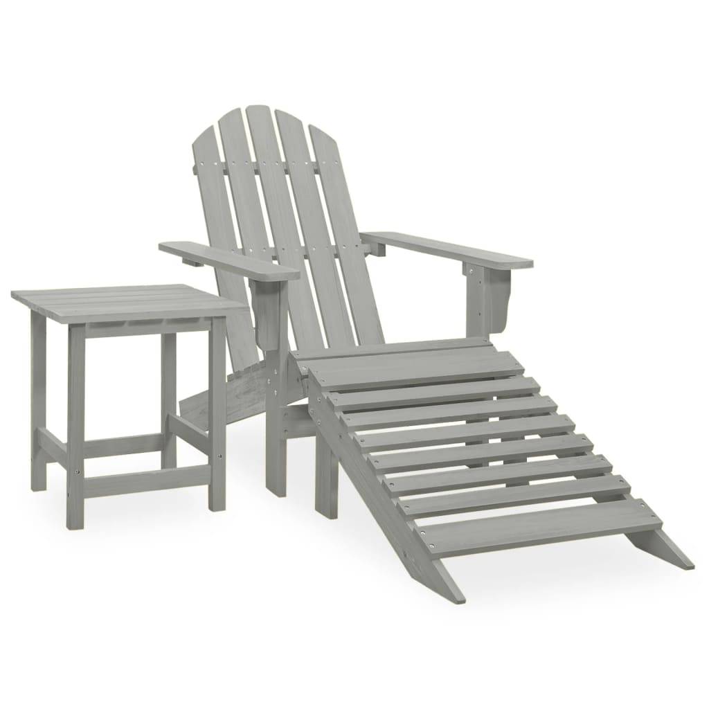 ComfortXL - Fauteuil de Jardin Adirondack Repose-pieds et Table d'appoint Bois Gris – ComfortXL Outdoor Living - Image 1