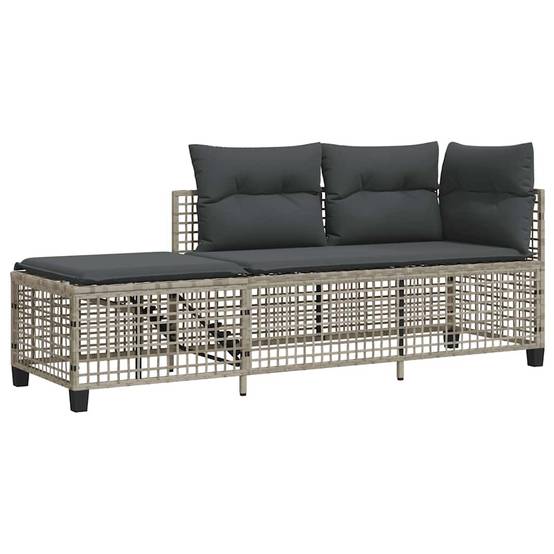 Salon de jardin d'angle avec coussins 3 pcs | Mobilier d'extérieur gris clair rotin Maison Chic - Image 4