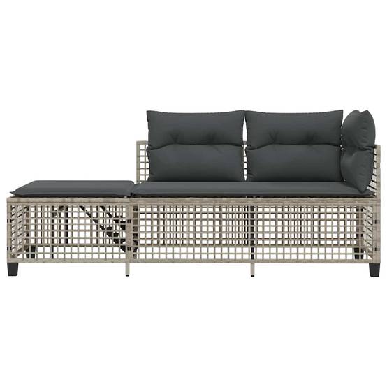 Salon de jardin d'angle avec coussins 3 pcs | Mobilier d'extérieur gris clair rotin Maison Chic - Image 5