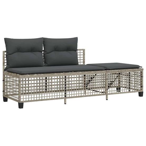 Salon de jardin d'angle avec coussins 3 pcs | Mobilier d'extérieur gris clair rotin Maison Chic - Image 6