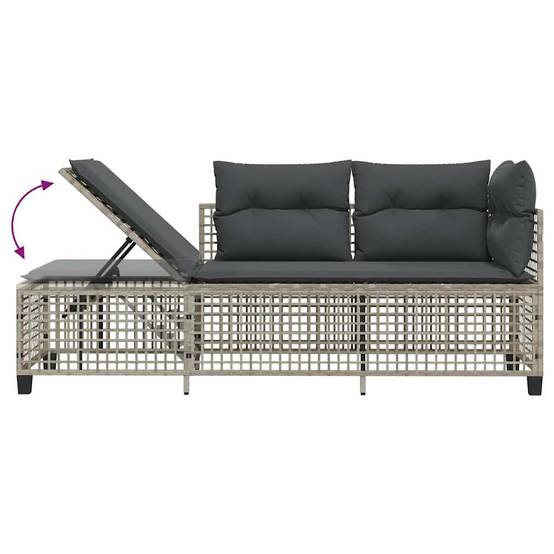 Salon de jardin d'angle avec coussins 3 pcs | Mobilier d'extérieur gris clair rotin Maison Chic - Image 10