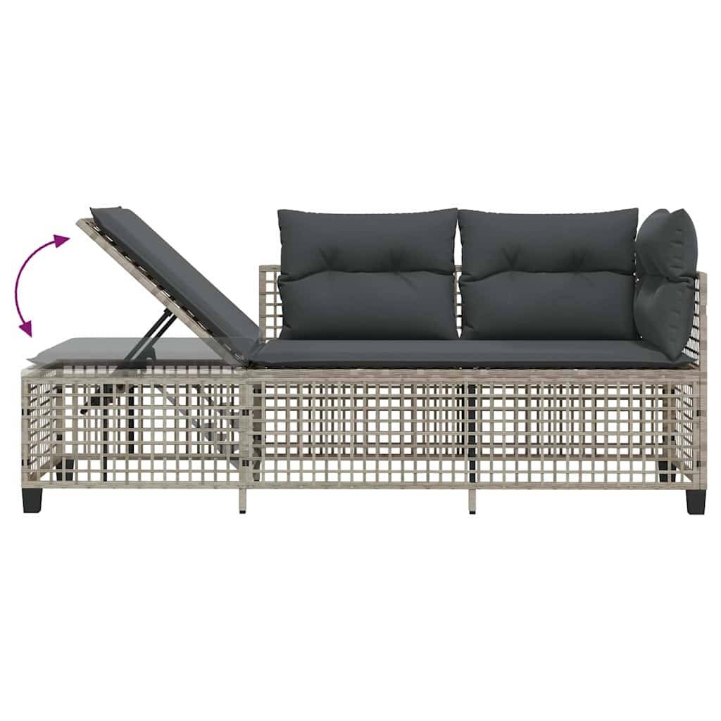 Salon de jardin d'angle avec coussins 3 pcs | Mobilier d'extérieur gris clair rotin Maison Chic - Image 10